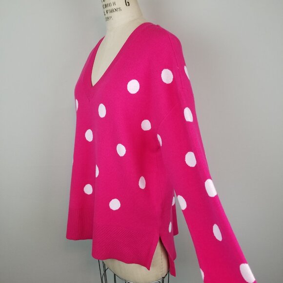 Philosophy Hot Pink White Polka Dot Long Sleeve Knit Cozy Sweater *NWT * Large - Picture 2 of 7